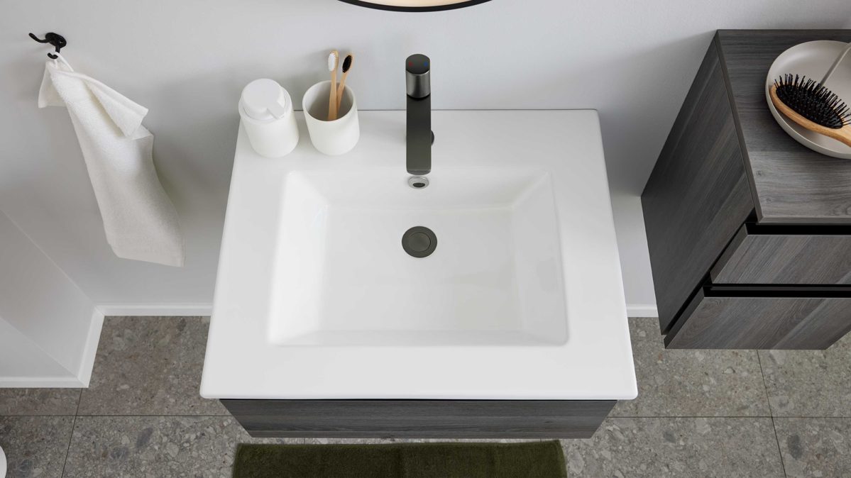 Waschtisch / Waschbecken Interliving aus Keramik in Weiß Interliving Bad Serie 3702 - Waschtisch weiße Keramik - Breite ca. 62 cm