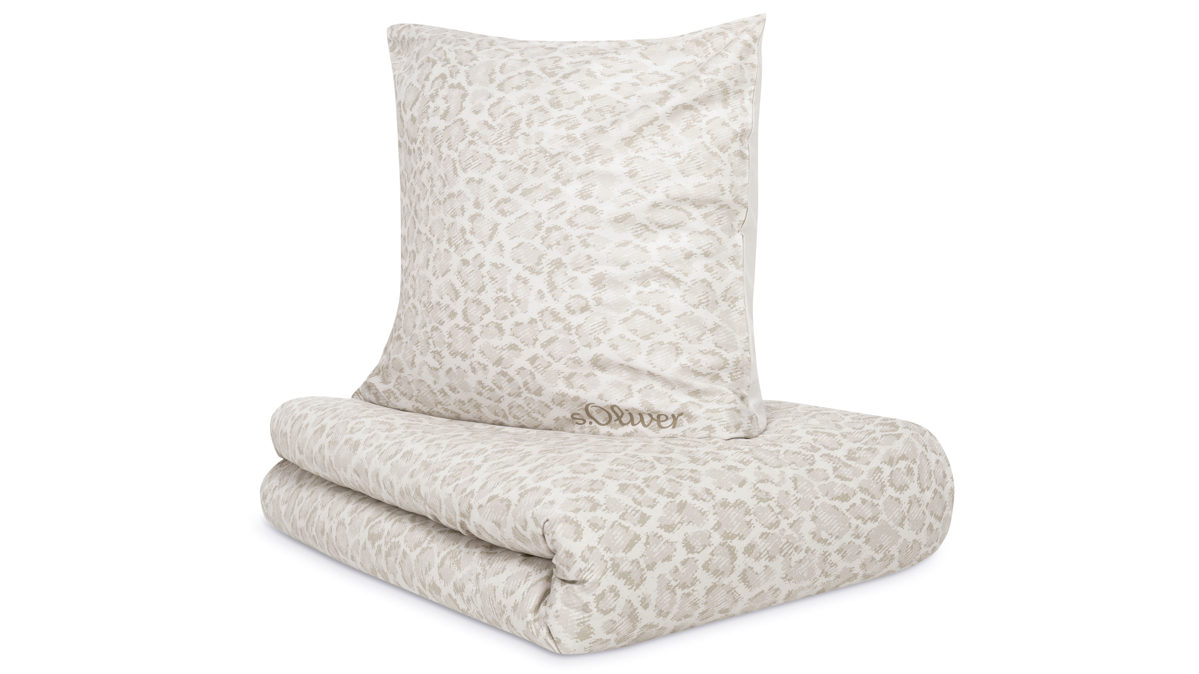 Bettwäsche-Set Ibena® aus Stoff in Beige IBENA® s.Oliver Leoparden Bettwäsche beige Mako-Satin – zweiteilig, ca. 155 x 220 cm