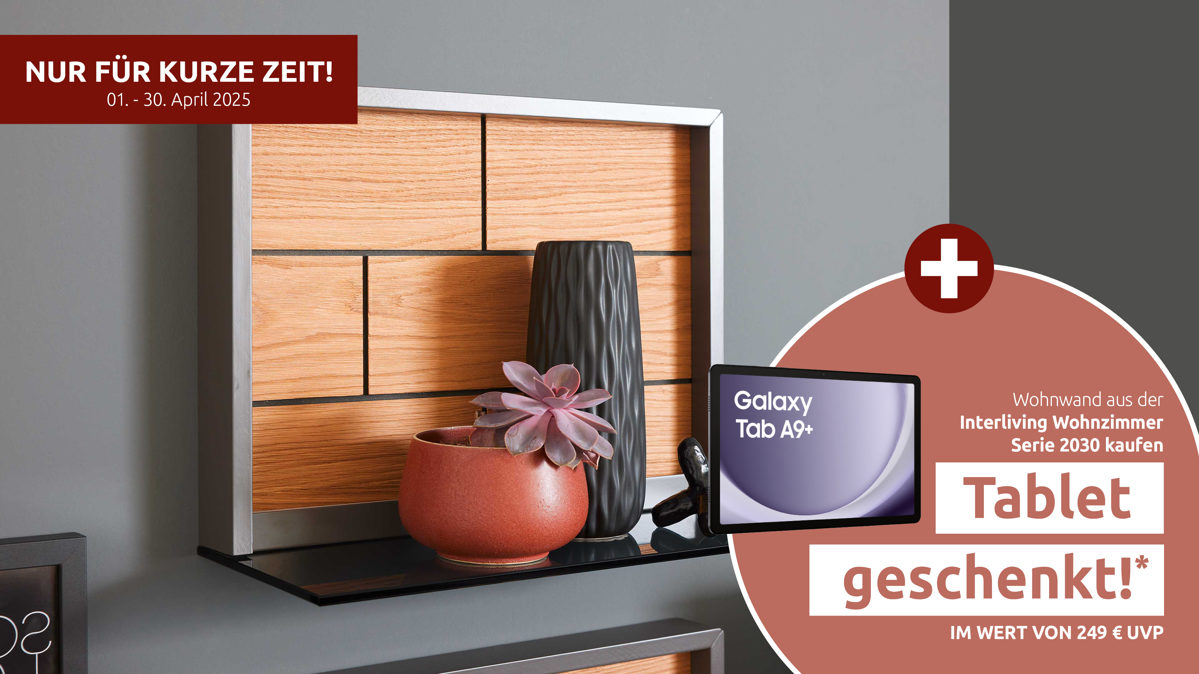 Wandregal Interliving aus Holz in Holzfarben Interliving Wohnzimmer Serie 2030 - Wandboard Wolfram Grey & Spaltholz - ca. 48 x 38 cm
