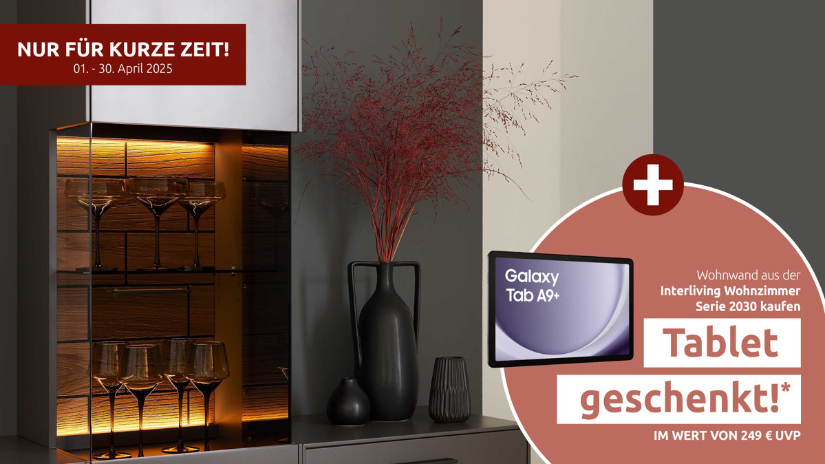Möbelbeleuchtung Interliving aus Kunststoff in Weiß Interliving Wohnzimmer Serie 2030 - LED-Beleuchtung zweiteilig - ca. 40 cm