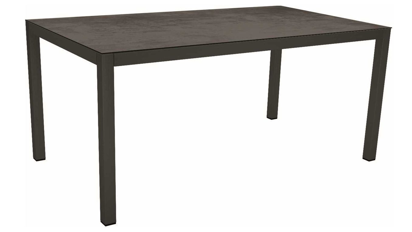 Gartentisch Stern® aus Holz in Dunkelgrau STERN® Tisch-System Silverstar - Gartentisch dunkel betonfarbenes HPL & anthrazitfarbenes Aluminium - ca. 160 x 90 cm