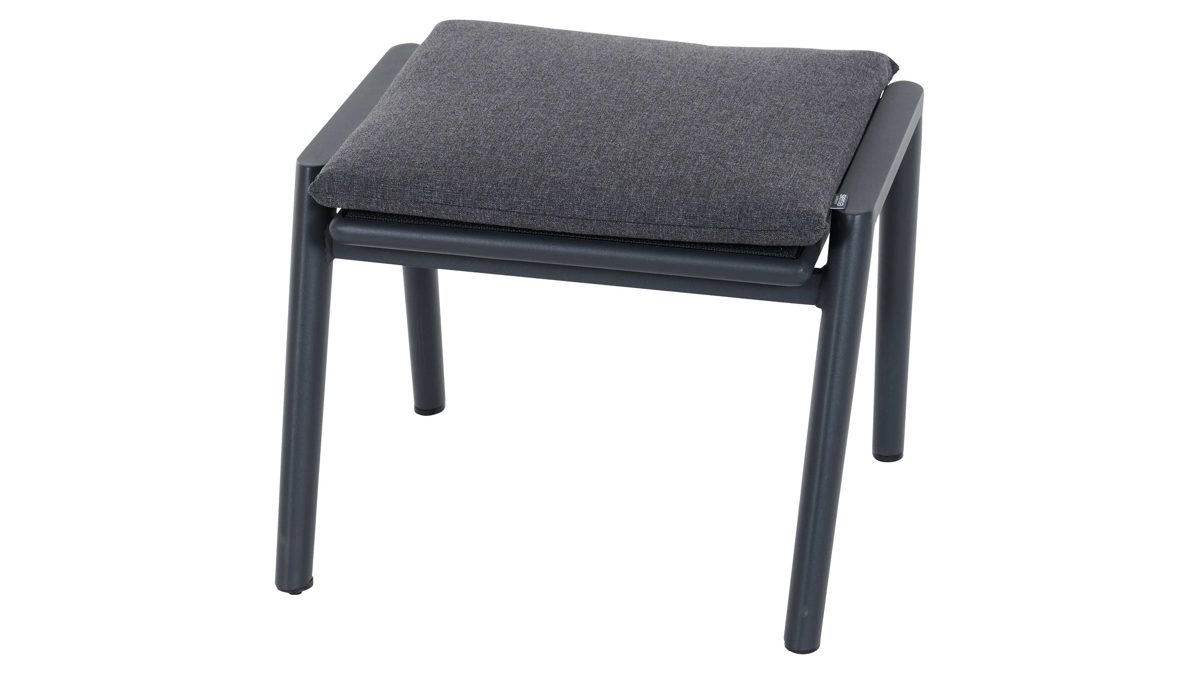 Gartenhocker H. gautzsch aus Metall in Grau Garten Hocker Roma graues Ranotex® & anthrazitfarbenes Aluminium - ca. 56 x 41 x 54 cm