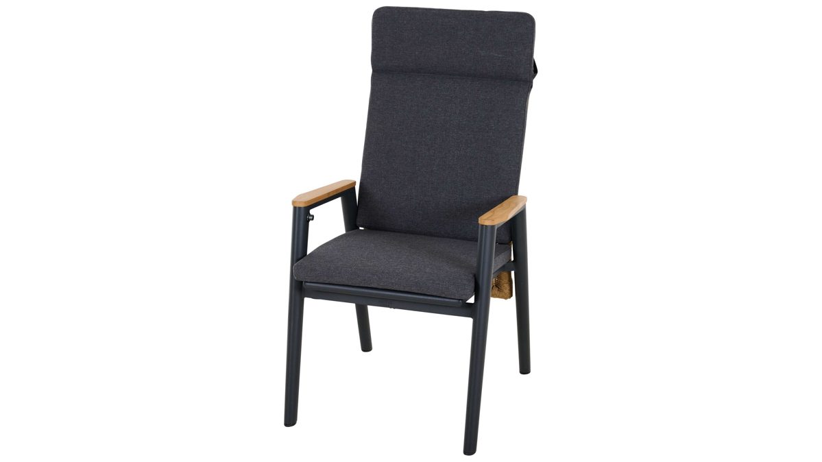 Gartenstuhl /-sessel H. gautzsch aus Geflecht in Dunkelgrau Garten Dining Sessel Roma mit Auflage Gardino®-Geflecht & Aluminium