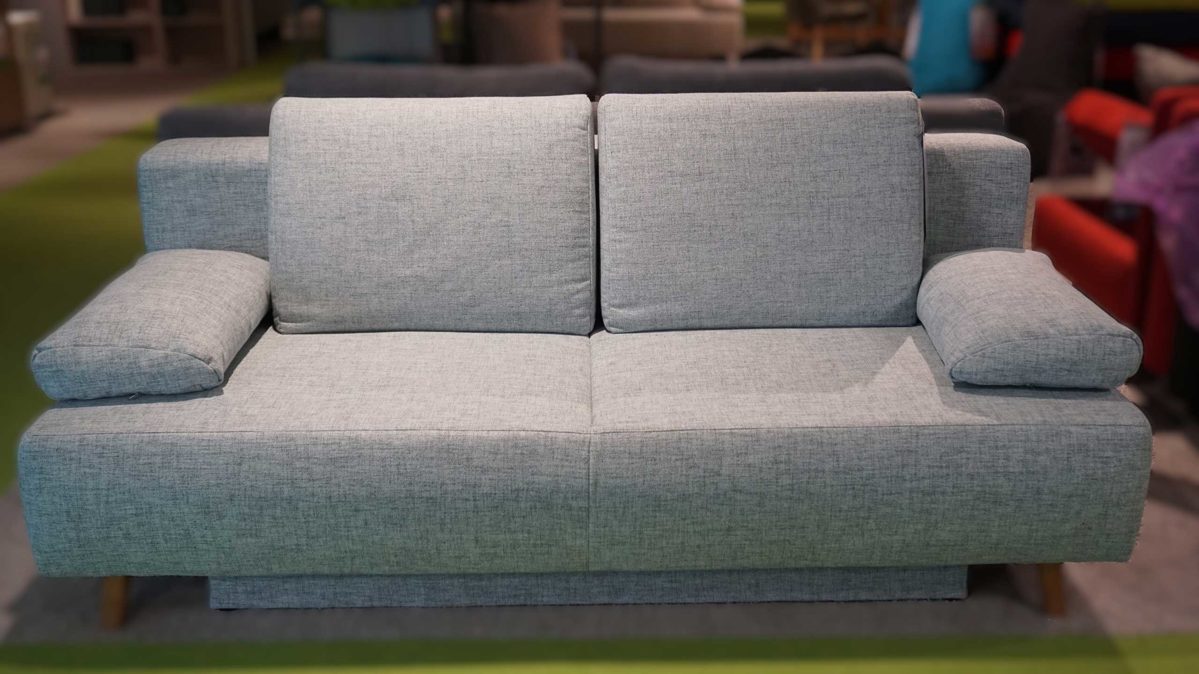 Schlafsofa Restyl aus Stoff in Türkis Schlafsofa Jacy helltürkiser Stoffbezug 55-6451 & Eichenfüße - Breite ca. 202 cm