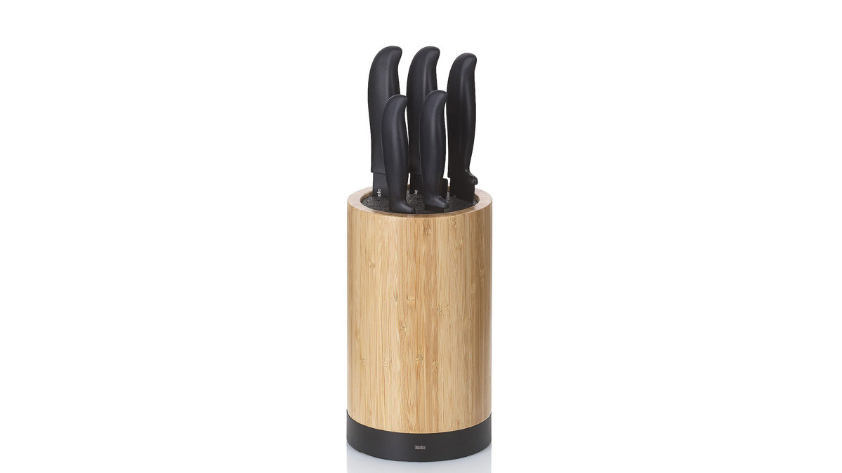 Messerblock Kela | keck & lang aus Holz in Holzfarben Messerblock Acida mit fünf Messern Bambus - Höhe ca. 23 cm