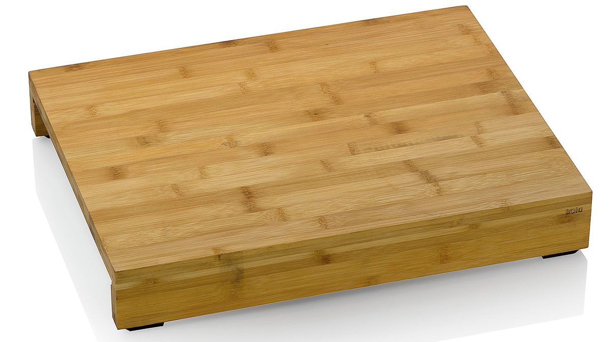 Schneidbrett Kela | keck & lang aus Holz in Holzfarben kela  Schneidbrett-Set Kenina Bambus & Edelstahl - drei Behälter, ca. 46 x 36 cm