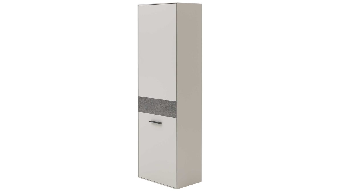 Garderobenschrank Interliving aus Holz in Weiß Interliving Garderoben Serie 6013 - Garderobenschrank Sahara Creme & Granitfurnier - eine Tür, Höhe ca. 180 cm