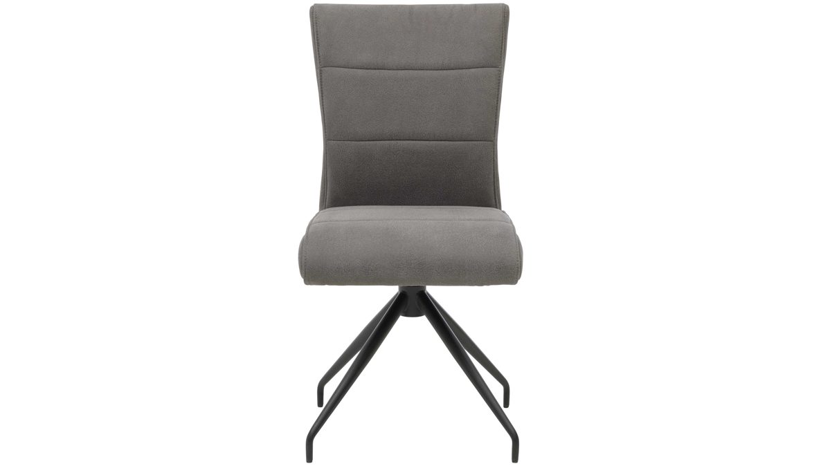 Vierfußstuhl Interliving aus Kunstfaser in Dunkelgrau Interliving Esszimmer Serie 5122 – Polsterstuhl 38FIX onyxfarbene Mikrofaser & mattschwarzes Metall