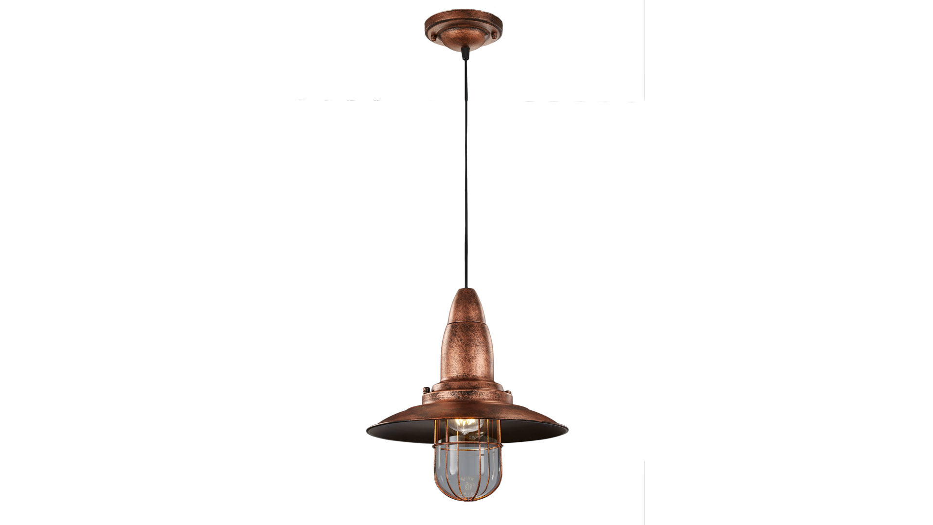 Pendelleuchte Trio leuchten aus Metall in Metallfarben Sturm-Pendelleuchte Fisherman antik kupferfarbenes Metall – Durchmesser ca. 32 cm