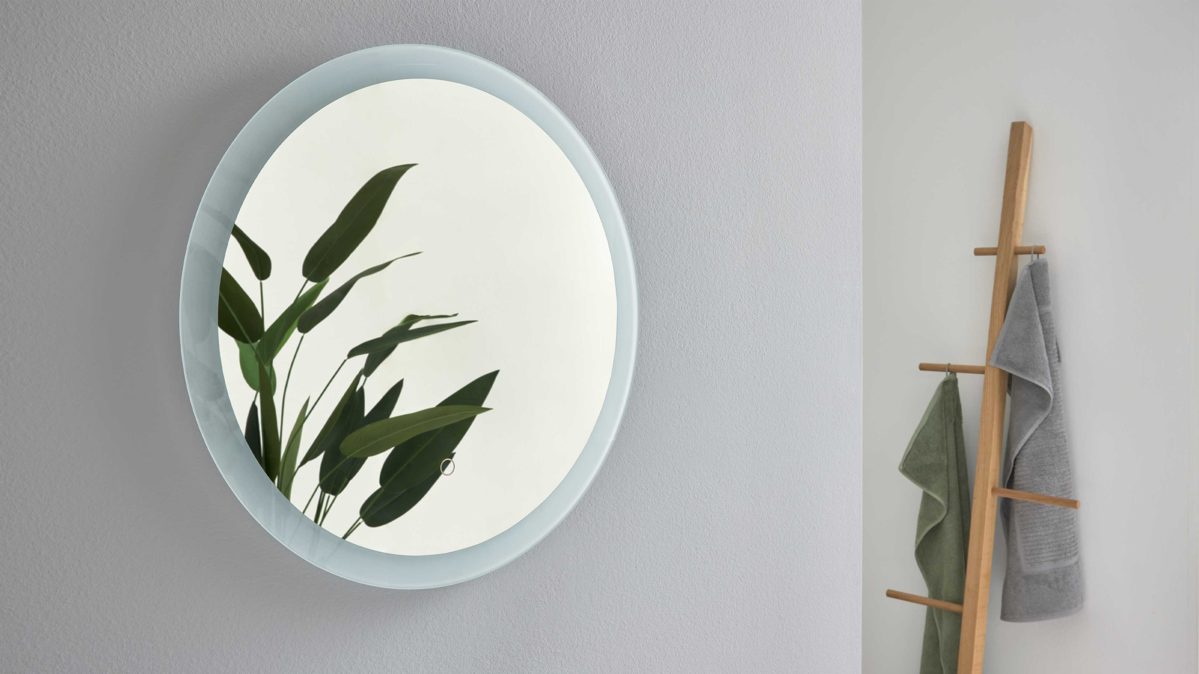 Wandspiegel Interliving aus Spiegel in Transparent Interliving Bad Serie 7332 - Spiegel mit Beleuchtung Durchmesser ca. 60 cm