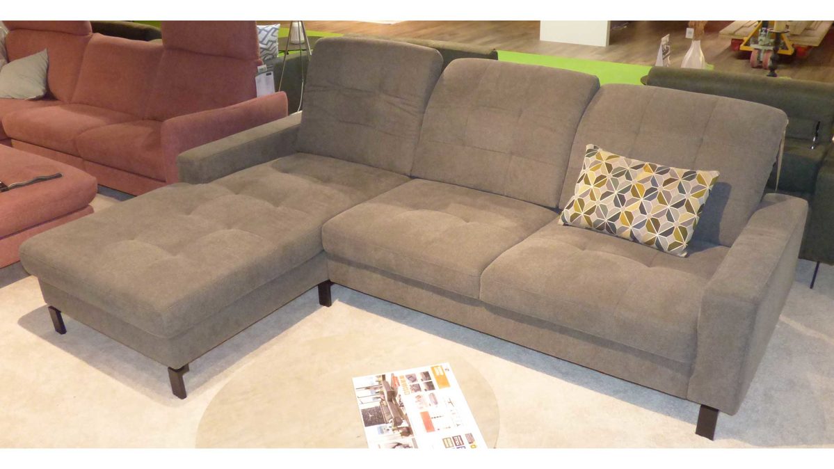 Ecksofa SOFAkultur aus Stoff in Grau SOFAkultur Programm SK 744 Polstergarnitur - Ecksofa stahlgrauer Bezug & Metallfuss schwarz – Stellfläche ca. 198 x 284 cm