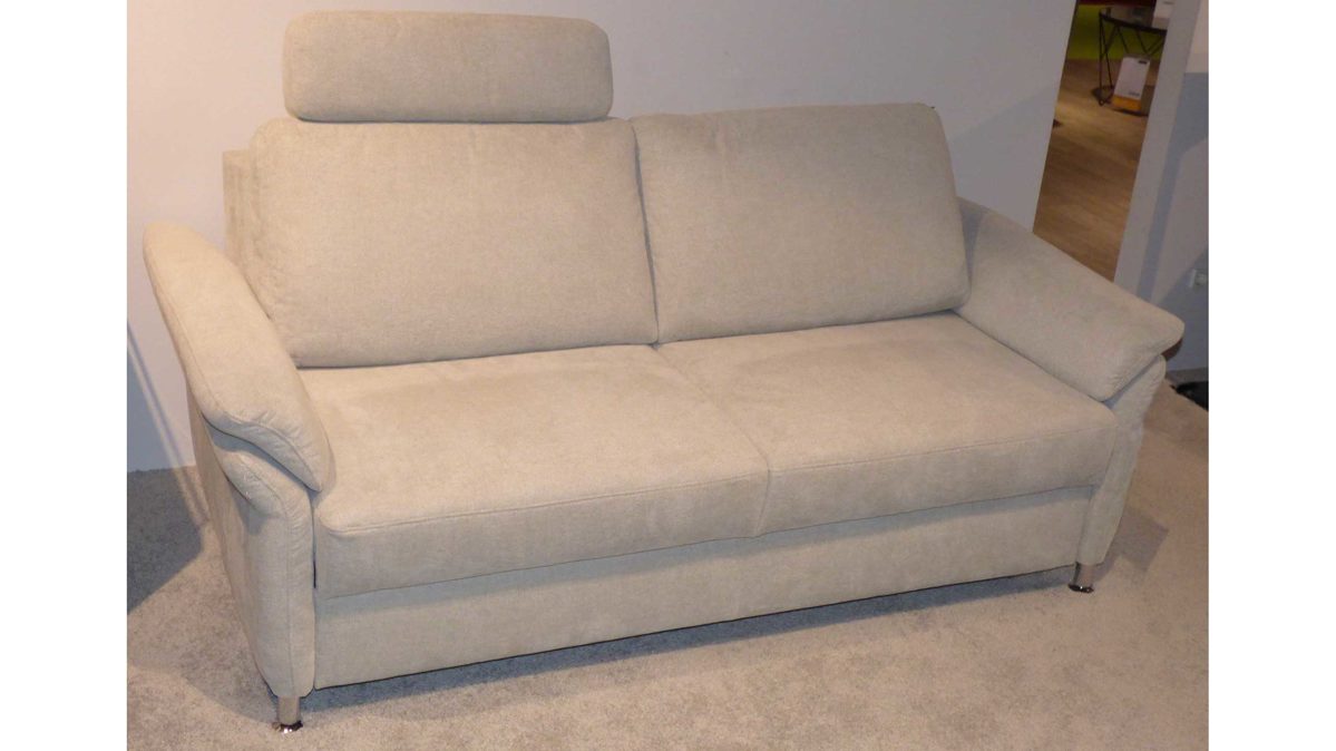Schlafsofa Interliving aus Aluminium Stoff in Ecru Aluminium Interliving Schlafsofa Serie 4700 mit Kaltschaummatratze grau-beiges Flachgewebe Cyber & Aluminiumfüße - Breite ca. 188 cm