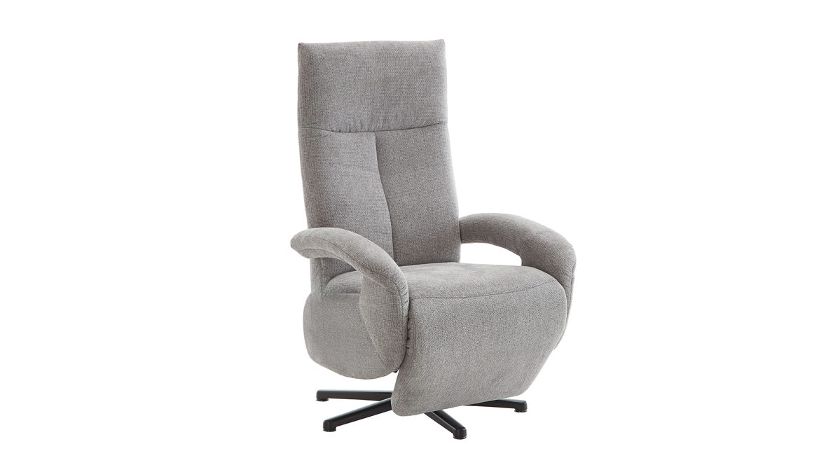 Relaxsessel Steinpol sit&more aus Stoff in Grau Relaxsessel Tycoon graues Flachgewebe Orlean Steel & schwarzer Sternfuß