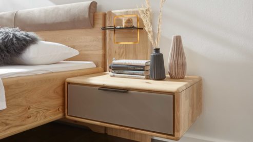 Komplettzimmer Interliving aus Holz in Grau Interliving Schlafzimmer Serie 1015 – Komplettzimmer mit vielen Extras Siena, Wildeiche & Kopfteilpolster – sechstürig, Liegefläche 180 x 200 cm