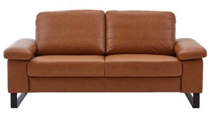 Dreisitzer SOFAkultur aus Leder in Orange SOFAkultur Programm SK 239 - 2,5-Sitzer mit Federkern cognacfarbenes Leder Vicenza & schwarze Metallfüße 192 - Länge ca. 186 cm