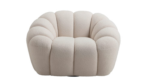 Drehsessel Gutmann factory® aus Stoff in Beige Polsterprogramm Emelie - Drehsessel naturweißer Bezug 306.55 - ca. 117 x 95 cm