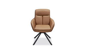 Polsterstuhl Stolkom aus Kunstfaser Leder Metall in Braun Stolkom Schalenstuhl, drehbarer Stuhl mit Armlehne Bezug Echleder + Mikrofaser, Metallgestell schwarz