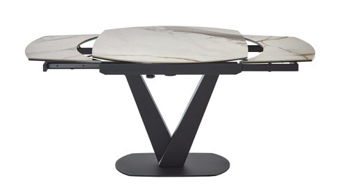 Auszugtisch Akante aus Keramik in Weiß AKANTE Esstisch Serie Bellagio - Auszugtisch weiße Marmoroptik & Schwarz - ca. 160 - 240 x 100 cm