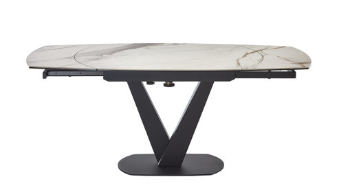 Auszugtisch Akante aus Keramik in Weiß AKANTE Esstisch Serie Bellagio - Auszugtisch weiße Marmoroptik & Schwarz - ca. 160 - 240 x 100 cm