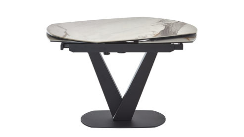 Auszugtisch Akante aus Keramik in Weiß AKANTE Esstisch Serie Bellagio - Auszugtisch weiße Marmoroptik & Schwarz - ca. 160 - 240 x 100 cm