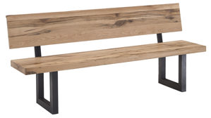 Bank WOODS & TRENDS aus Holz in Holzfarben WOODS & TRENDS Vintage-Dining - Holzbank mit Rückenlehne geölte Balkeneiche & Roheisen – Länge ca. 200 cm