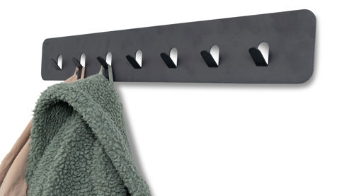 Wandgarderobe M2 kollektion aus Metall in Anthrazit Garderobenleiste Lilly Anthrazit – Sieben Haken, Länge ca. 70 cm