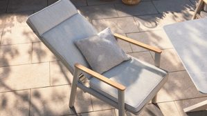 Gartenmöbel-Set Interliving aus Metall in Beige Interliving Gartenmöbel Serie 7014 - Essgruppe mit sechs Stühlen beiges TEXTILIENE®, Sinterstein & taupefarbenes Aluminium