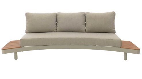 Gartensofa Interliving aus Metall in Beige Interliving Gartenmöbel Serie 7015 - Loungesofa beiges Olefin, Teakholz & taupefarbenes  Aluminium