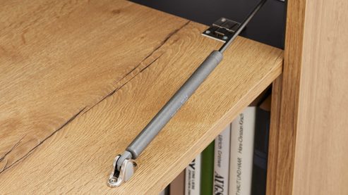 Einbauküche Interliving aus Holz in Dunkelgrau Interliving Küche Serie 3093 mit separater Homeoffice-Lösung Graphit & Eiche Venture - dreizeilig