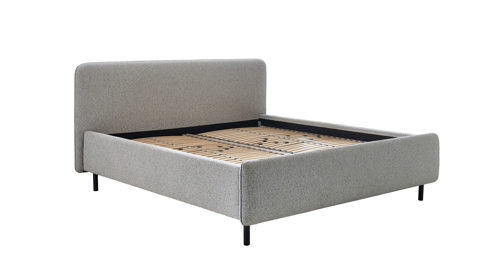 Bettgestell Meise.möbel aus Metall Stoff in Grau Polsterbettgestell PRIMO mit Lattenrost + Bettkasten hellgrauer Stoffbezug & schwarze Metallfüsse - Liegefläche ca. 180 x 200 cm