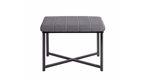 Polsterhocker Haku aus Stoff in Grau Bank Grau & Schwarz - ca. 59 x 46 cm