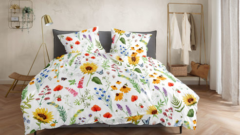 Bettwäsche-Set H. g. hahn haustextilien® aus Stoff in Mehrfarbig HAHN Bettwäsche-Set zweiteilig, ca. 135 x 200 cm - mehrfarbiges Blumenmuster