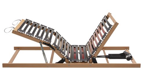 Lattenrost Interliving aus Holz in Holzfarben Interliving Lattenrost Serie 1952 mit Bettkastenzugang zweifach motorisch mit Handschalter – Liegefläche ca. 80 x 200 cm