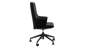Bürostuhl Ekornes aus Leder in Schwarz Stressless MINT L  Home Office Stuhl Bürostuhl hoher Rücken, mit Armlehnen - Leder Paloma Black, Gestell matte black
