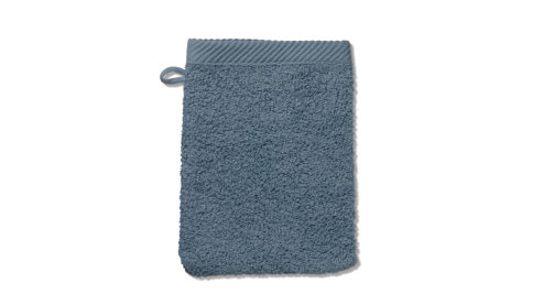 Waschlappen Kela | keck & lang aus Naturfaser in Mittelblau Handtuchserie Ladessa - Waschhandschuh rauchblaue Baumwolle - ca. 15 x 21 cm