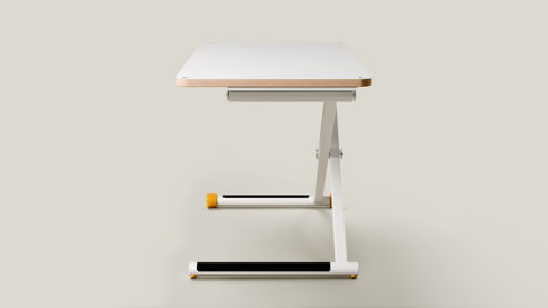 Schreibtisch Poptop aus Holz Kunstharz Metall in Weiß poptop höhenverstellbarer Schreibtisch - Kinderschreibtisch Platte + Gestell weiss - höhenverstellbar 43 - 86 cm, Breite ca. 115 cm