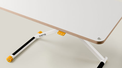 Schreibtisch Poptop aus Holz Kunstharz Metall in Weiß poptop höhenverstellbarer Schreibtisch - Kinderschreibtisch Platte + Gestell weiss - höhenverstellbar 43 - 86 cm, Breite ca. 115 cm