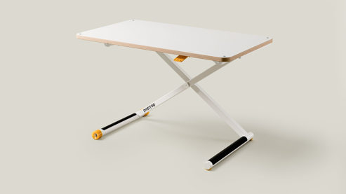 Schreibtisch Poptop aus Holz Kunstharz Metall in Weiß poptop höhenverstellbarer Schreibtisch - Kinderschreibtisch Platte + Gestell weiss - höhenverstellbar 43 - 86 cm, Breite ca. 115 cm