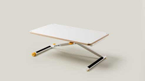 Schreibtisch Poptop aus Holz Kunstharz Metall in Weiß poptop höhenverstellbarer Schreibtisch - Kinderschreibtisch Platte + Gestell weiss - höhenverstellbar 43 - 86 cm, Breite ca. 115 cm