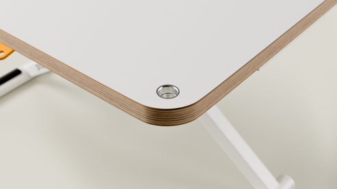 Schreibtisch Poptop aus Holz Kunstharz Metall in Weiß poptop höhenverstellbarer Schreibtisch - Kinderschreibtisch Platte + Gestell weiss - höhenverstellbar 43 - 86 cm, Breite ca. 115 cm