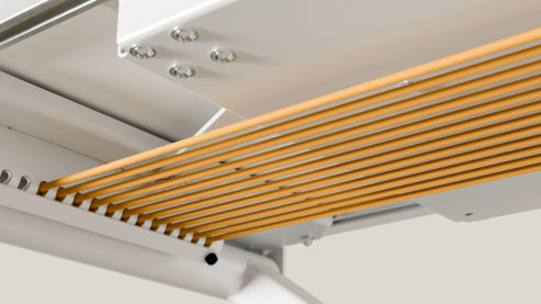 Schreibtisch Poptop aus Holz Kunstharz Metall in Weiß poptop höhenverstellbarer Schreibtisch - Kinderschreibtisch Platte + Gestell weiss - höhenverstellbar 43 - 86 cm, Breite ca. 115 cm