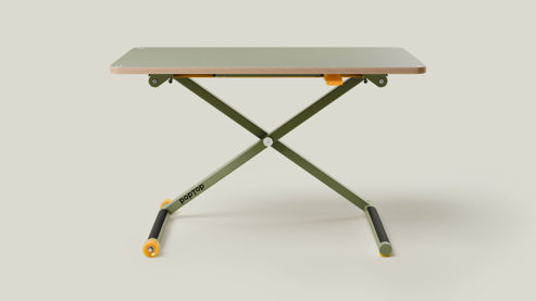 Schreibtisch Poptop aus Holz Kunstharz Metall in Grün poptop höhenverstellbarer Schreibtisch - Kinderschreibtisch Platte + Gestell grün - höhenverstellbar 43 - 86 cm, Breite ca. 115 cm