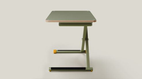 Schreibtisch Poptop aus Holz Kunstharz Metall in Grün poptop höhenverstellbarer Schreibtisch - Kinderschreibtisch Platte + Gestell grün - höhenverstellbar 43 - 86 cm, Breite ca. 115 cm