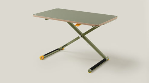 Schreibtisch Poptop aus Holz Kunstharz Metall in Grün poptop höhenverstellbarer Schreibtisch - Kinderschreibtisch Platte + Gestell grün - höhenverstellbar 43 - 86 cm, Breite ca. 115 cm