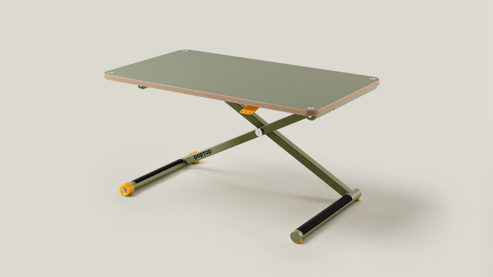 Schreibtisch Poptop aus Holz Kunstharz Metall in Grün poptop höhenverstellbarer Schreibtisch - Kinderschreibtisch Platte + Gestell grün - höhenverstellbar 43 - 86 cm, Breite ca. 115 cm