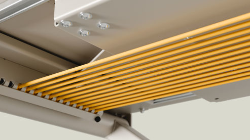 Schreibtisch Poptop aus Holz Kunstharz Metall in Grau poptop höhenverstellbarer Schreibtisch - Kinderschreibtisch Platte + Gestell grau - höhenverstellbar 43 - 86 cm, Breite ca. 115 cm