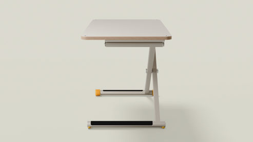 Schreibtisch Poptop aus Holz Kunstharz Metall in Grau poptop höhenverstellbarer Schreibtisch - Kinderschreibtisch Platte + Gestell grau - höhenverstellbar 43 - 86 cm, Breite ca. 115 cm