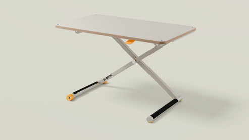 Schreibtisch Poptop aus Holz Kunstharz Metall in Grau poptop höhenverstellbarer Schreibtisch - Kinderschreibtisch Platte + Gestell grau - höhenverstellbar 43 - 86 cm, Breite ca. 115 cm