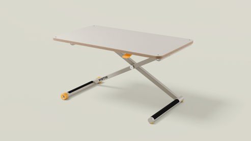 Schreibtisch Poptop aus Holz Kunstharz Metall in Grau poptop höhenverstellbarer Schreibtisch - Kinderschreibtisch Platte + Gestell grau - höhenverstellbar 43 - 86 cm, Breite ca. 115 cm