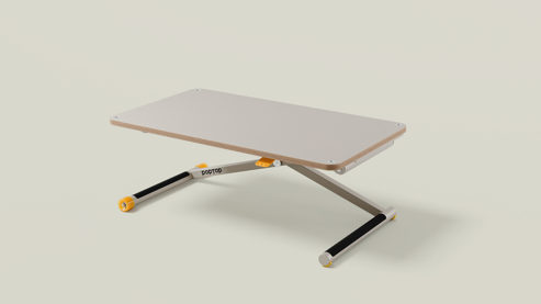 Schreibtisch Poptop aus Holz Kunstharz Metall in Grau poptop höhenverstellbarer Schreibtisch - Kinderschreibtisch Platte + Gestell grau - höhenverstellbar 43 - 86 cm, Breite ca. 115 cm